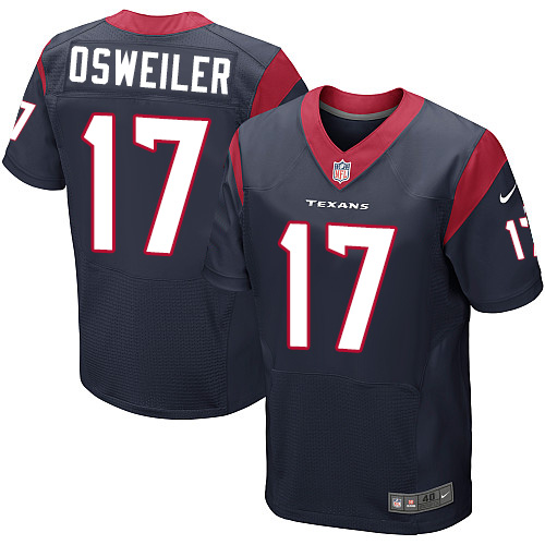 Men's Elite Brock Osweiler Nike Jersey Navy Blue Home - #17 NFL Houston Texans